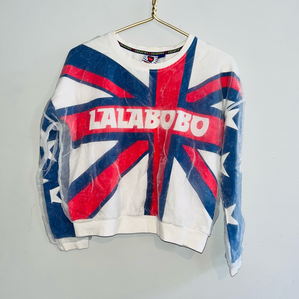 Lalabobo Union Jack Sweatshirt with Overlay Sz S